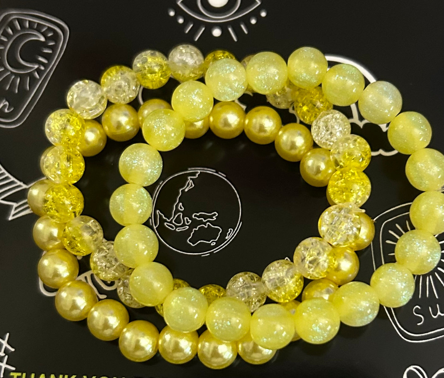 Kids "YLW - Set of 3 " Beaded Bracelet