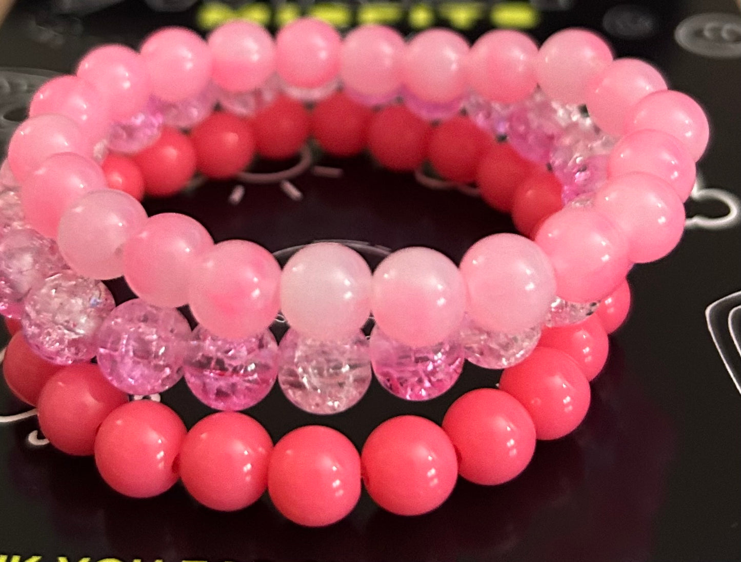 Kids "PNK - Set of 3 " Beaded Bracelet