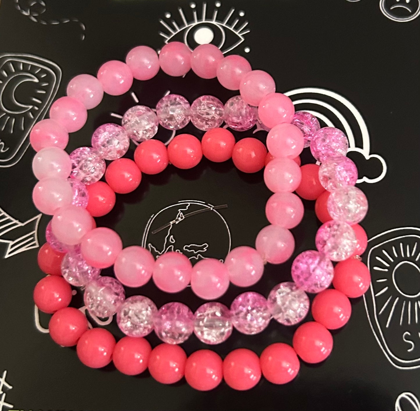 Kids "PNK - Set of 3 " Beaded Bracelet
