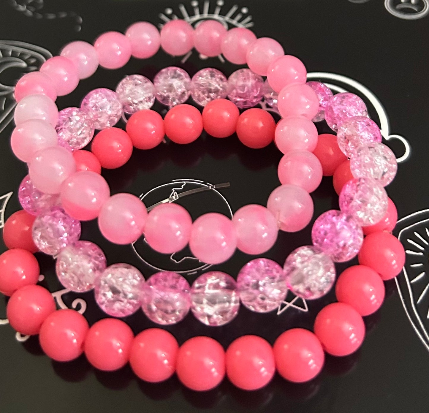 Kids "PNK - Set of 3 " Beaded Bracelet
