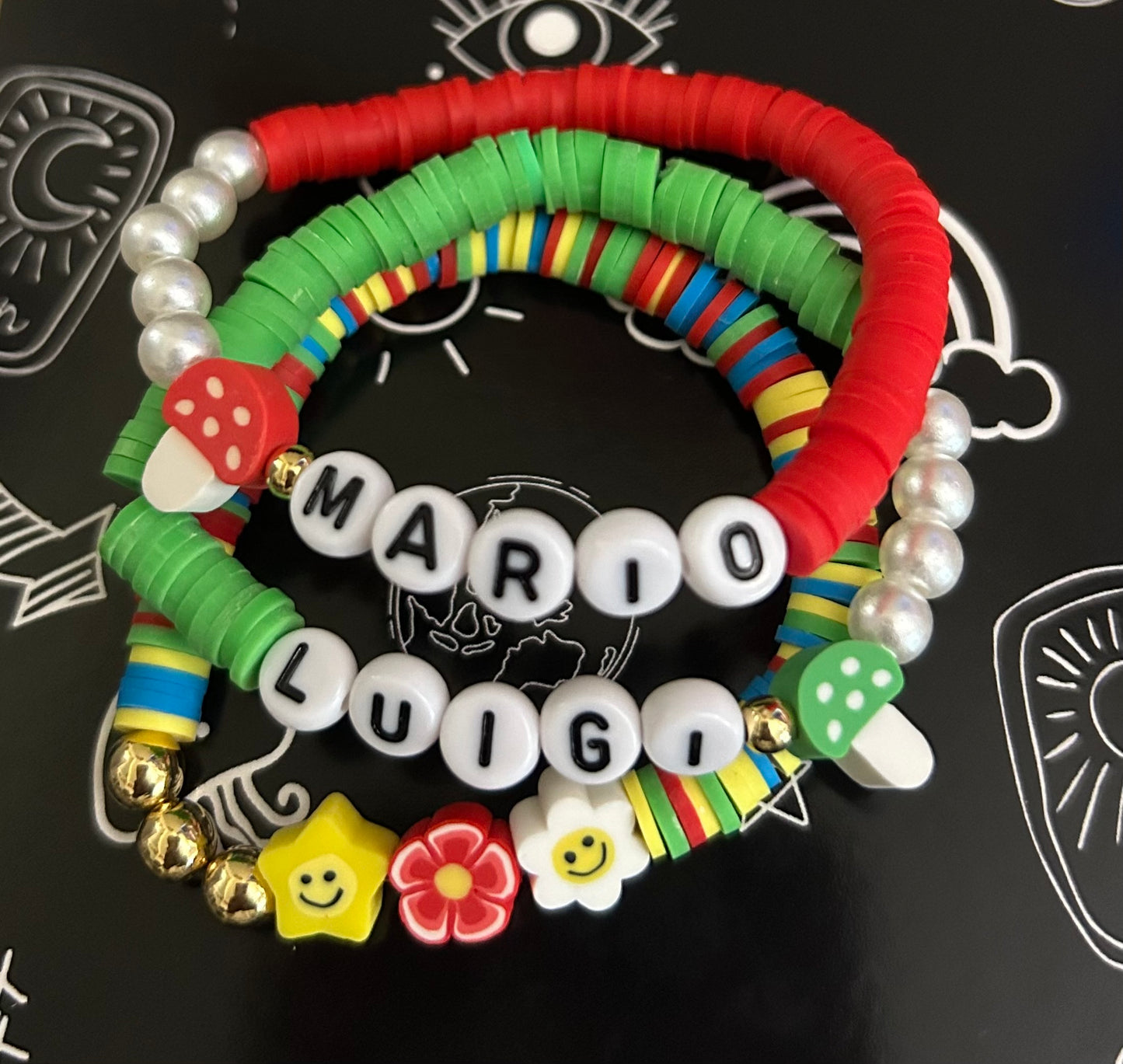 Kids "MARIOBROS - Set of 3 " Beaded Bracelet